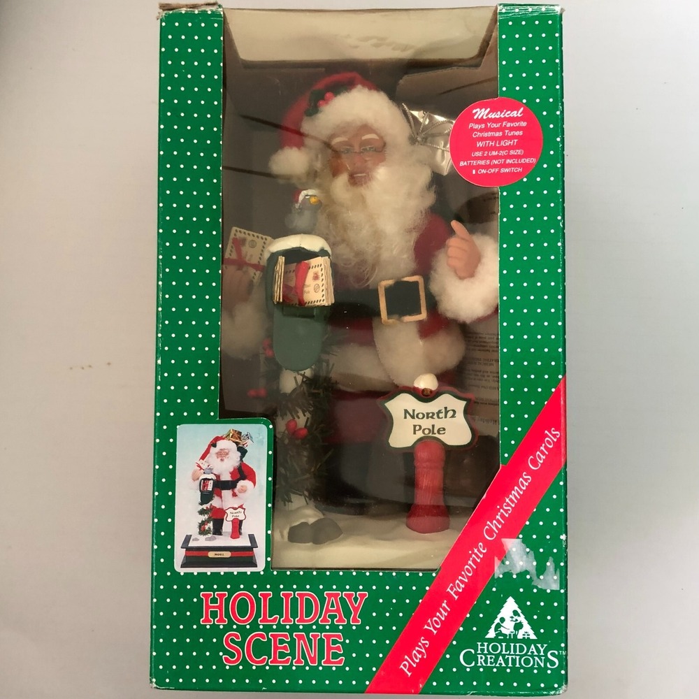 Holiday Creations Musical Santa Christmas Carols Lights Holiday Scene Works!